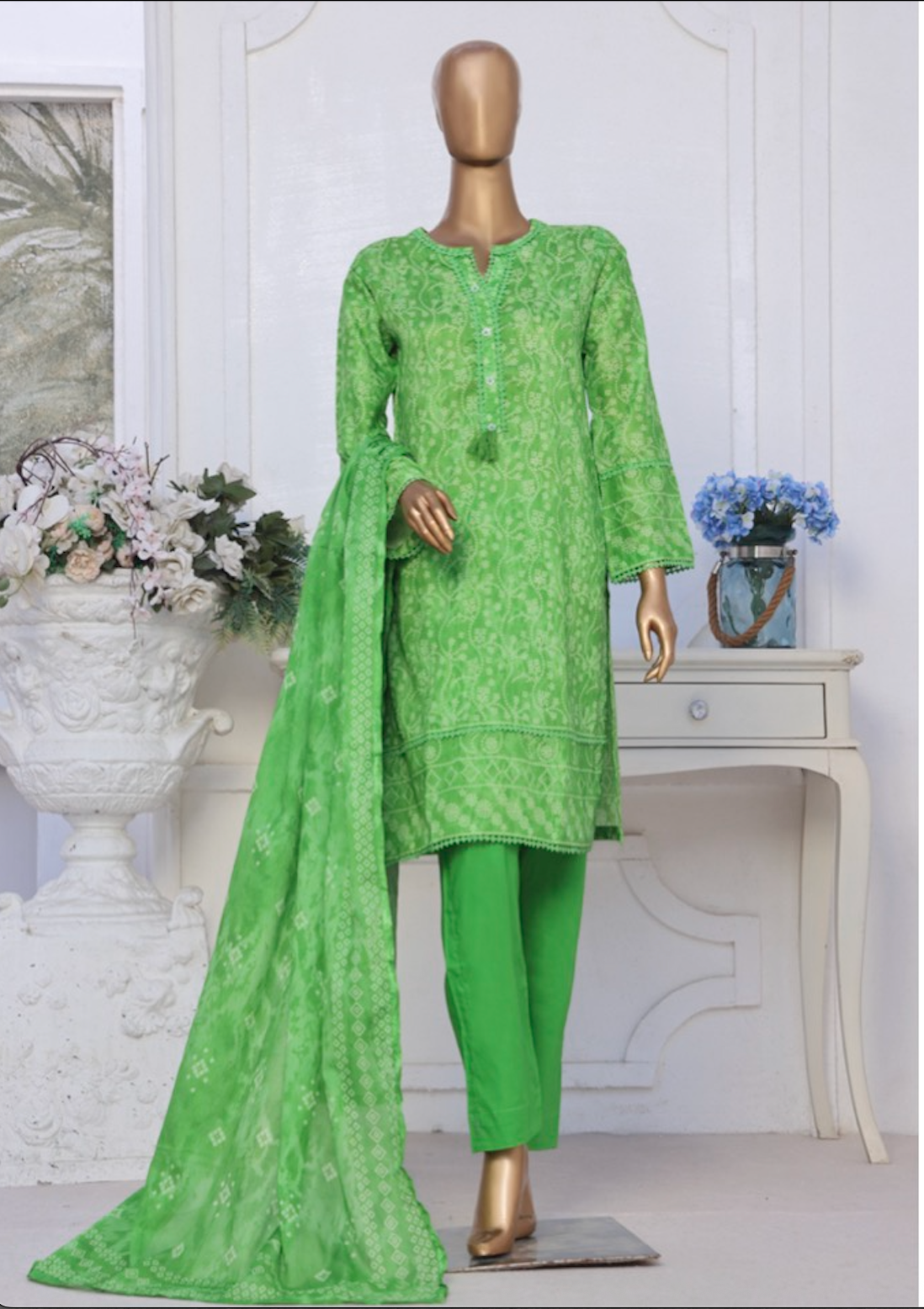 Premium cotton printed lawn stitched (Green)