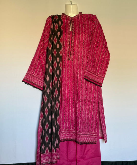 Premium cotton printed lawn stitched (pink)