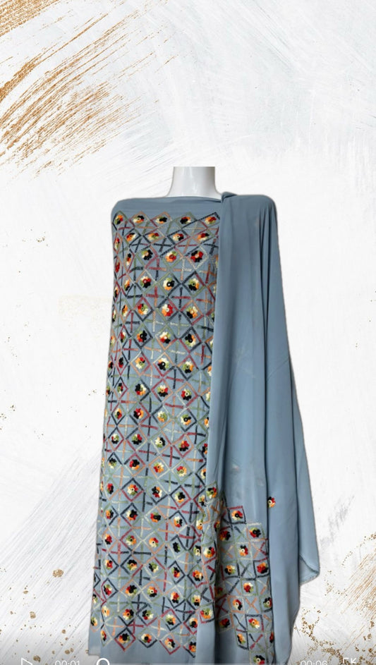 Lady 3 Piece Hand Embroidery Set (gray)