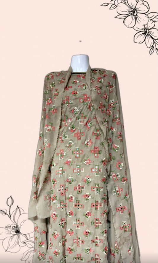 Lady 3 Piece Hand Embroidery Set (tan)